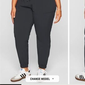 Fabletics Black Track Pants with Tapered Ankle Fit